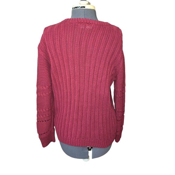 Roxy M/M Womens Paradise Maker Crew Cable Knit Sweater Red Cotton Blend - Picture 3 of 6